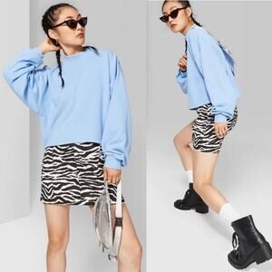 WILD FABLE • Black + White Denim Zebra Print Mini Skirt